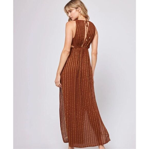 L*Space Rafael Cover-Up Dress Coffee/Gold NWT Size XL SWIM - Picture 2 of 11